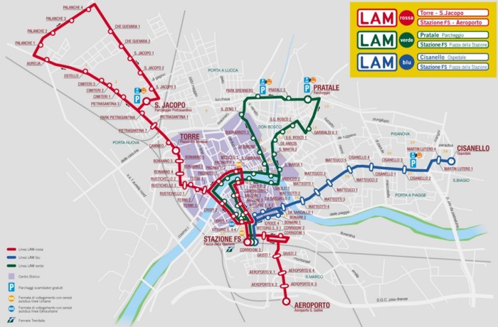 Detailed bus lines map